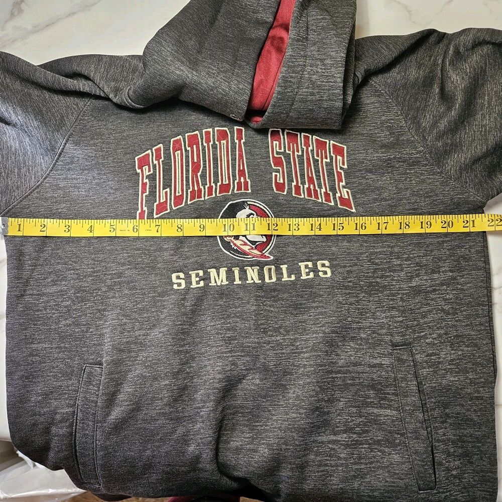 Colosseum FSU Grey Men Hoodie Pullover Sz M Florida State Seminoles Athleisure - Picture 4 of 9